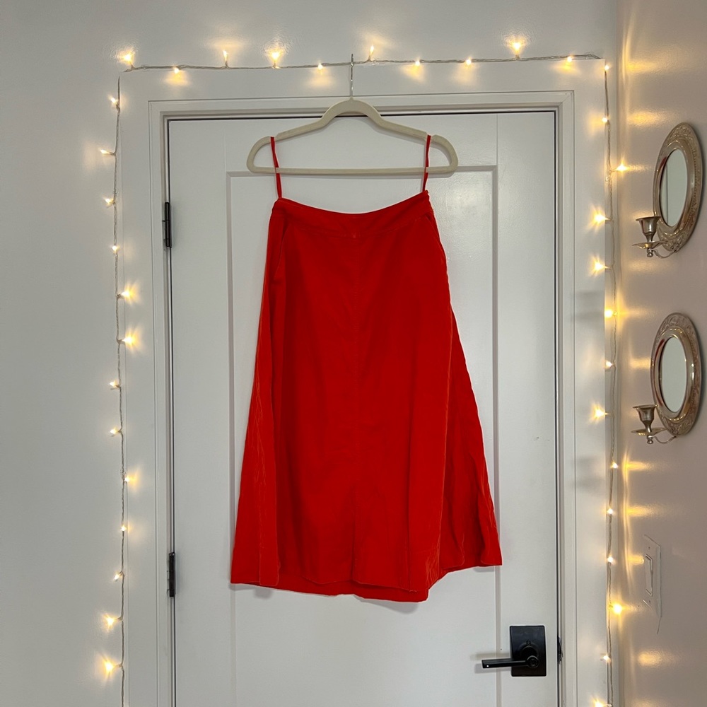 Autumnal High Waisted Corduroy Midi Skirt